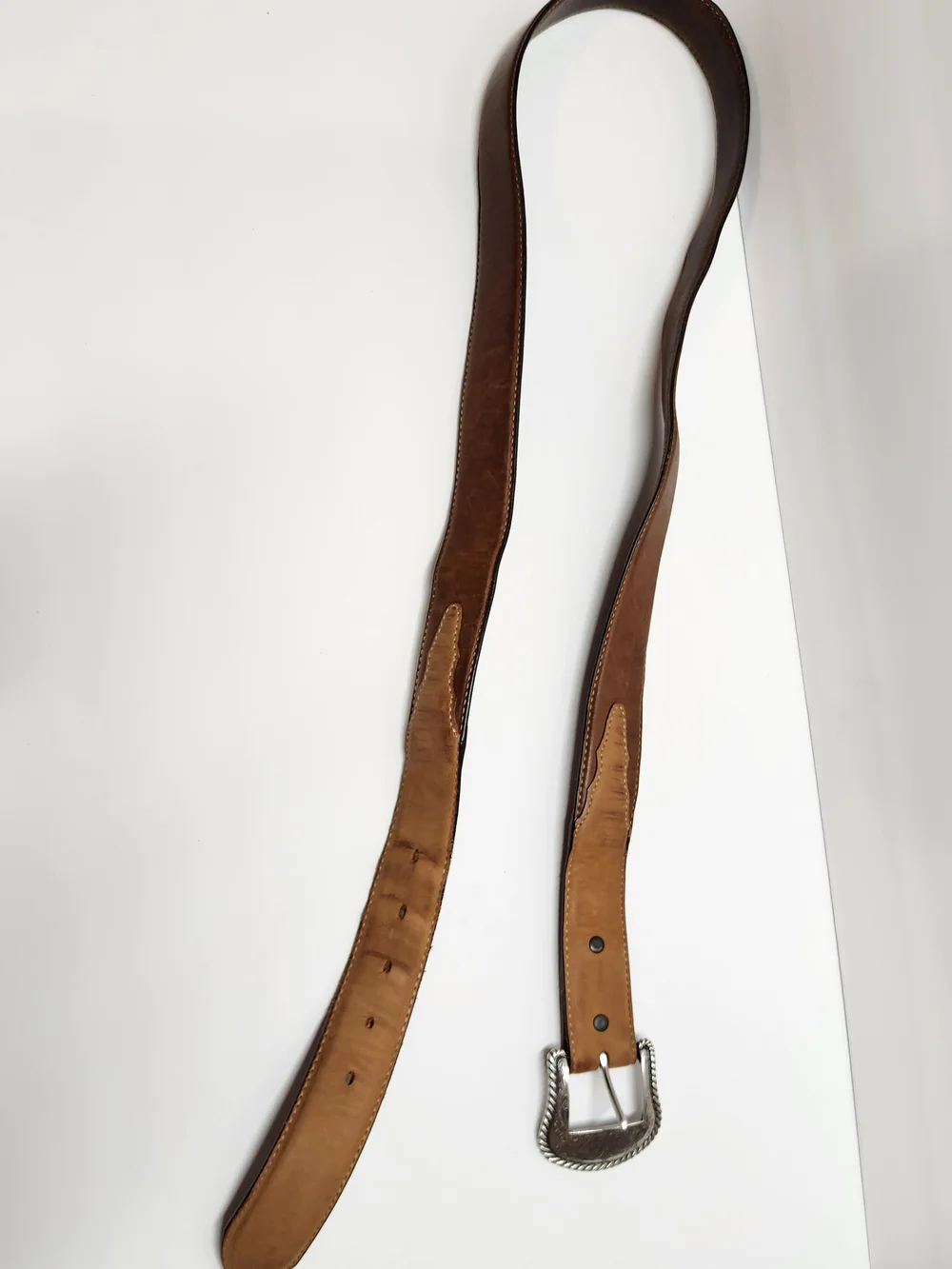 Men's Leather Belt with Silver Western Buckle Silver Creek